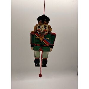 Vintage‎ Wooden Nutcracker Pull String Ornament Articulated Christmas Toy